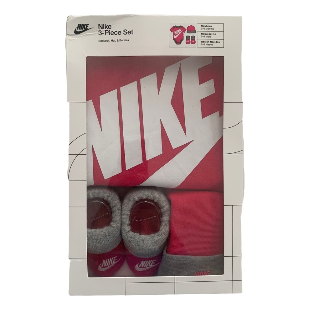 Nike Newborn 3 Piece Set (0-6months)-pink/white